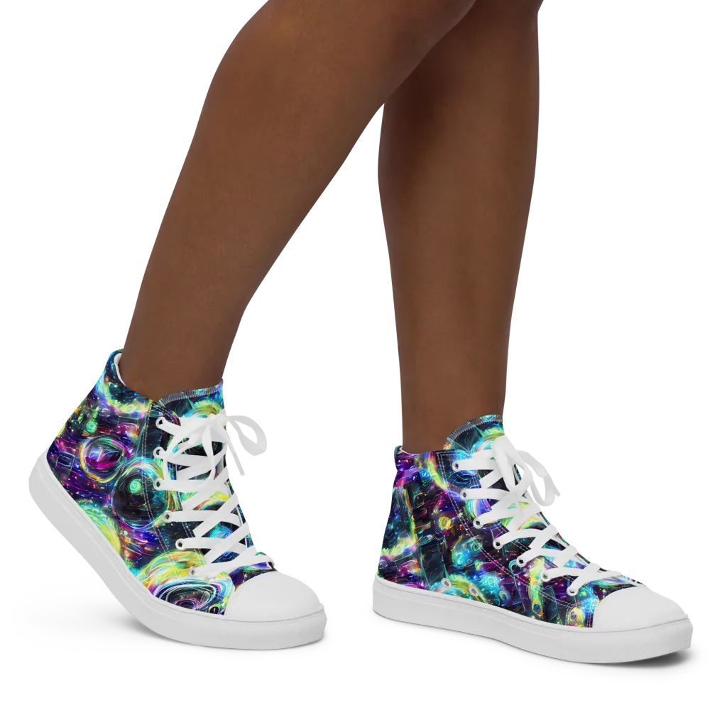 Iridescent Gravity on Women's High Top Canvas Shoes — Right