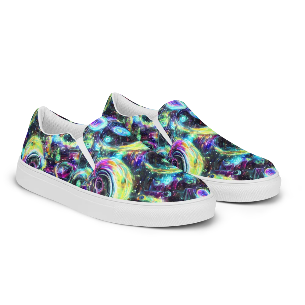 Iridescent Gravity on Men's Slip-On Canvas Shoes — Right Front