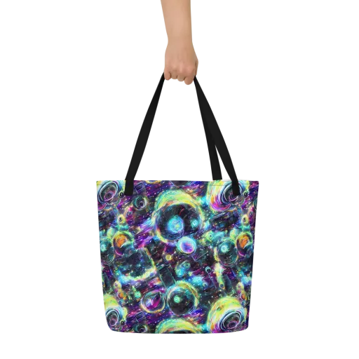 Iridescent Gravity on a Large Tote Bag W/ Pocket