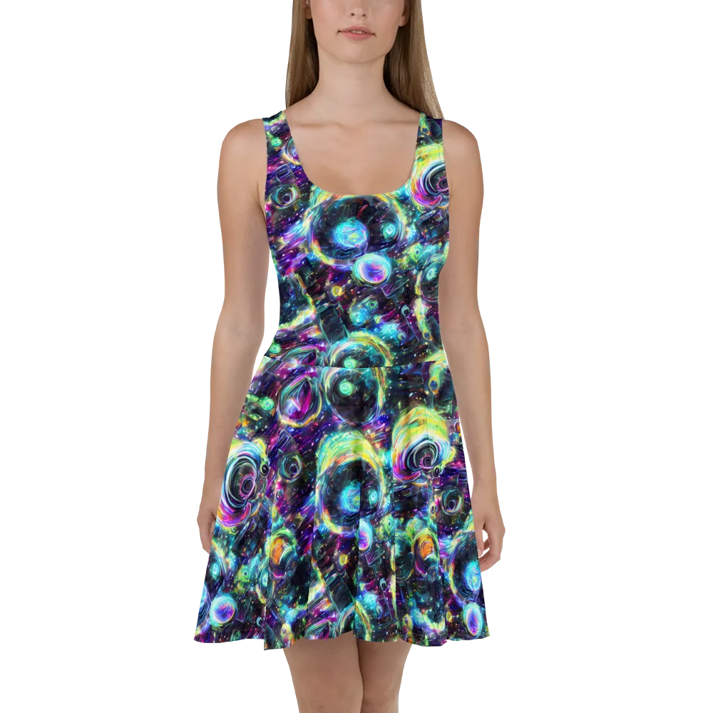 Iridescent Gravity on Skater Dress — Front