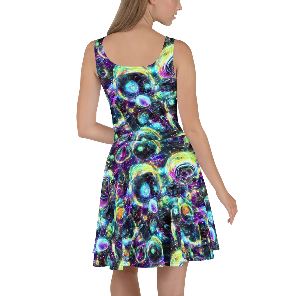 Iridescent Gravity on Skater Dress — Back