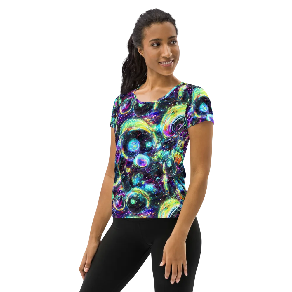 Iridescent Gravity on Women's Athletic T-Shirt — Left