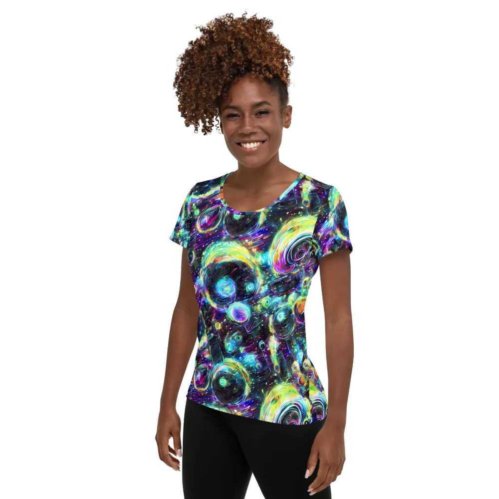 Iridescent Gravity on Women's Athletic T-Shirt — Left