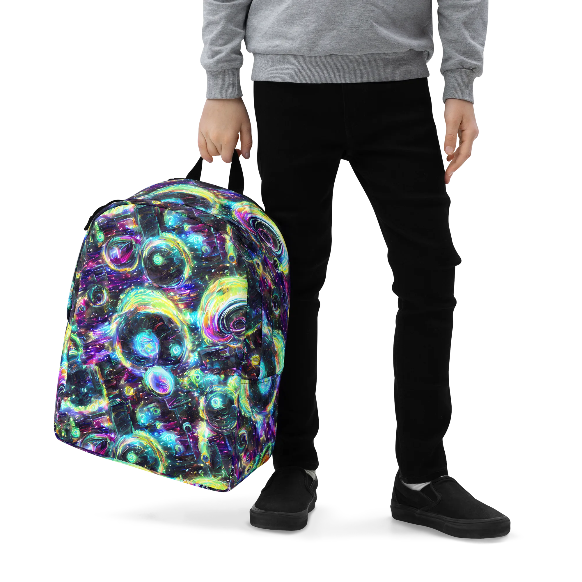 Iridescent Gravity on Minimalist Backpack — Zoomed-in