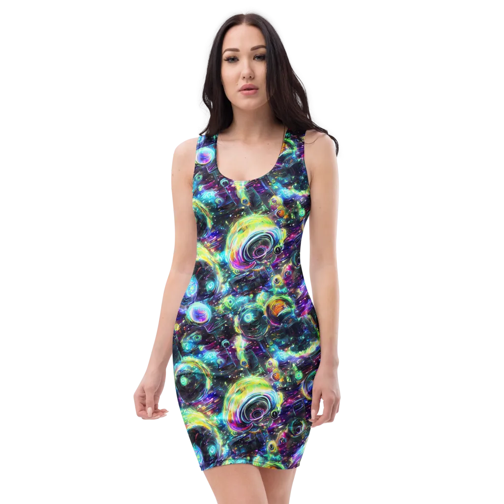 Iridescent Gravity on Bodycon Dress — Front