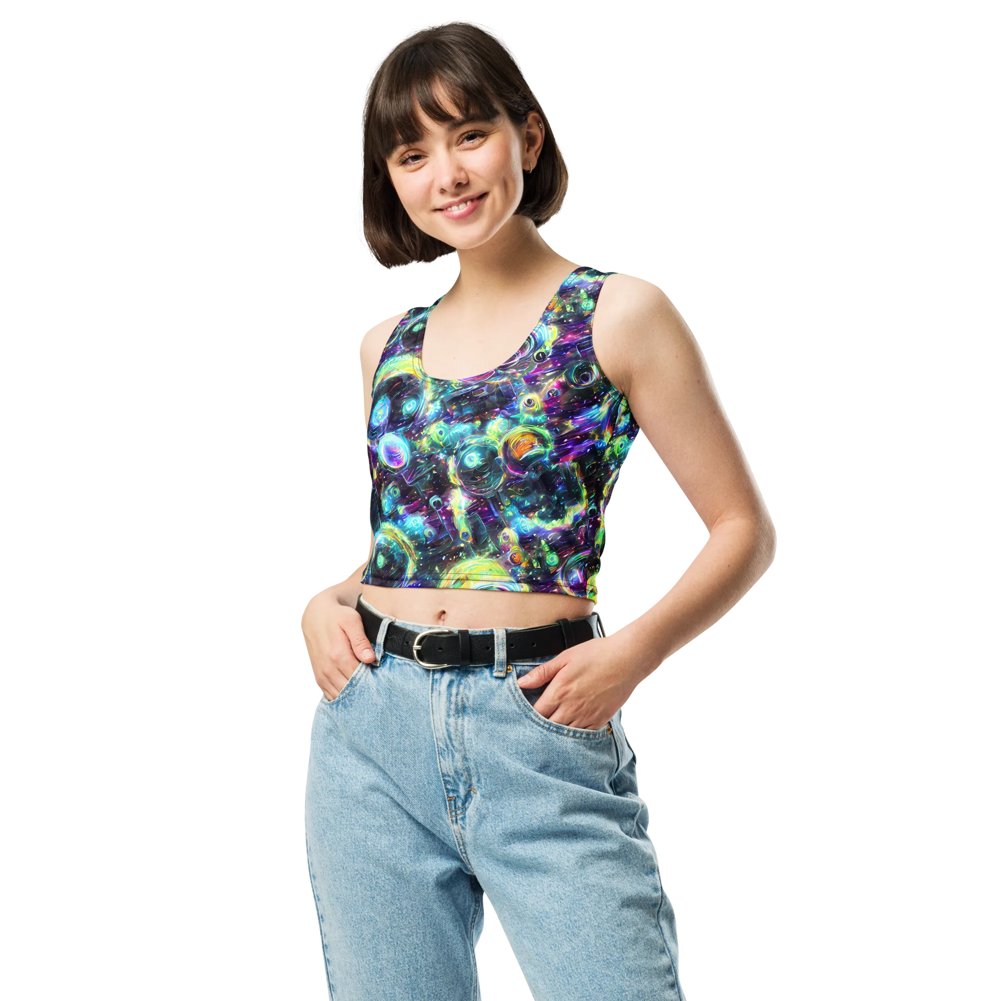 Iridescent Gravity on Crop Top — Front