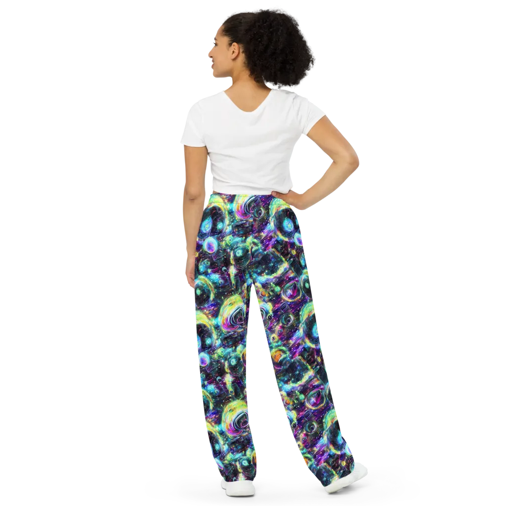 Iridescent Gravity on Wide-Leg Pants — Back