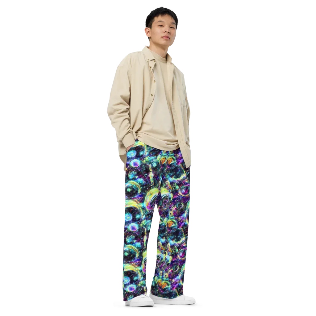 Iridescent Gravity on Wide-Leg Pants — Right Front