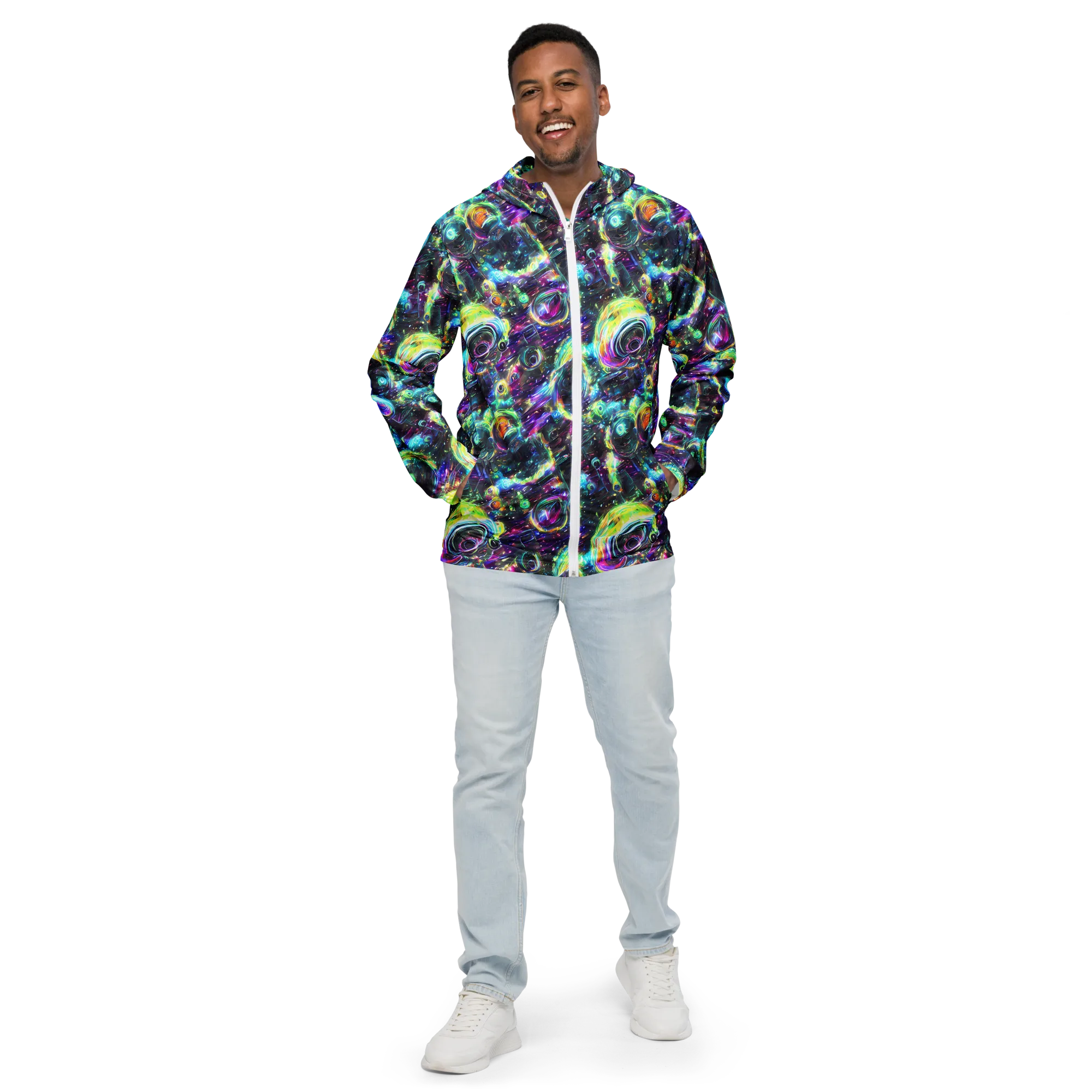 Iridescent Gravity on Men's Windbreaker — Front