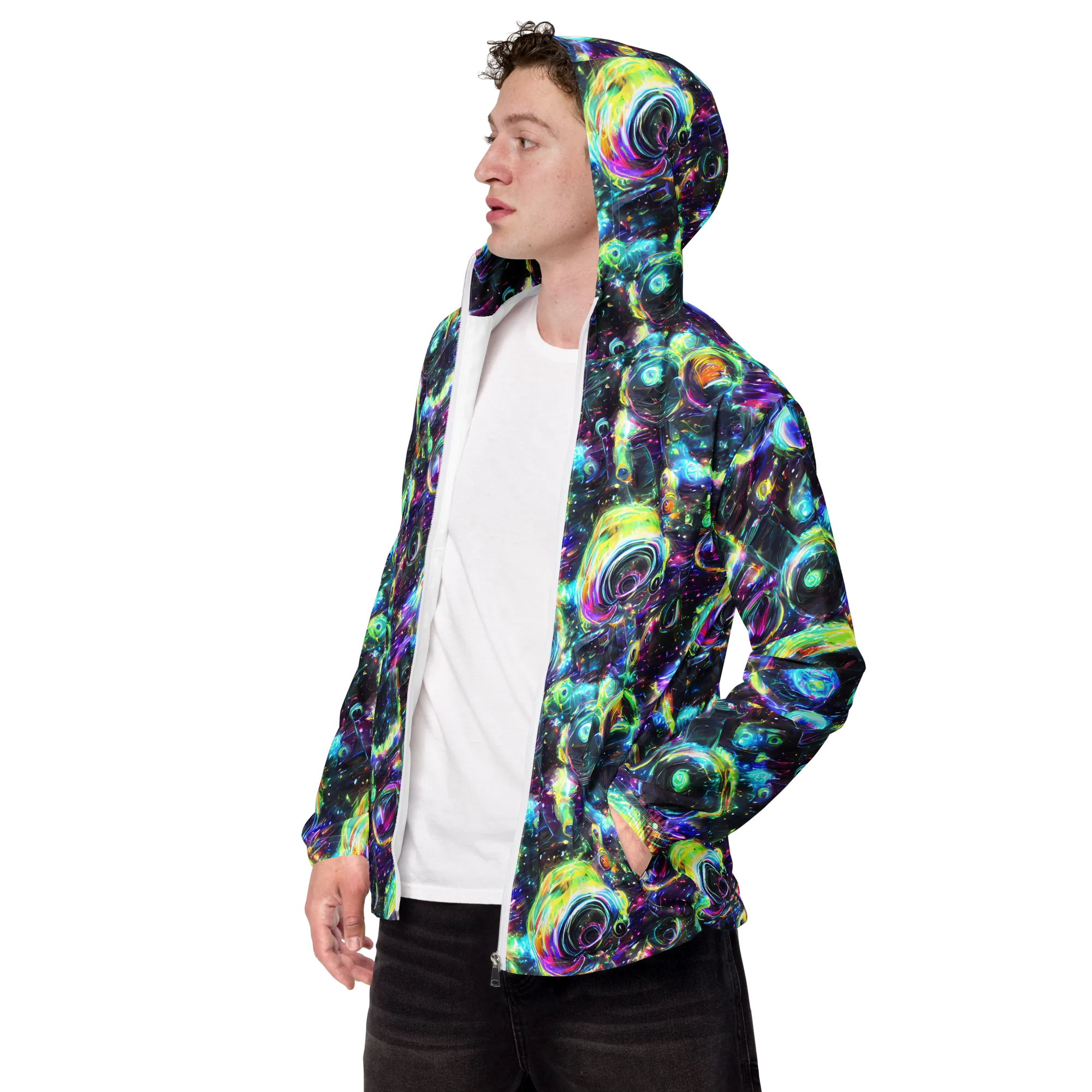 Iridescent Gravity on Men's Windbreaker — Left Front