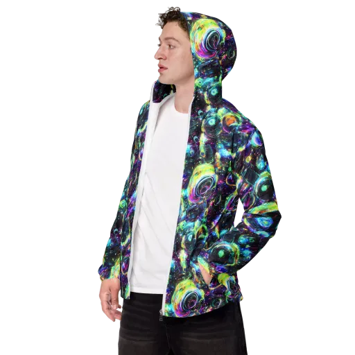 Iridescent Gravity on a Men's Windbreaker