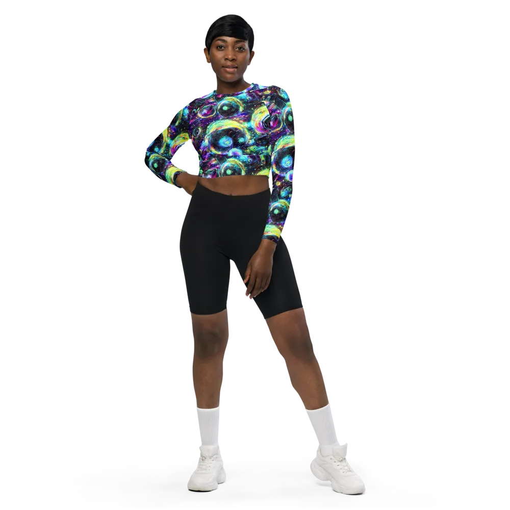 Iridescent Gravity on Long Sleeve Crop Top — Front