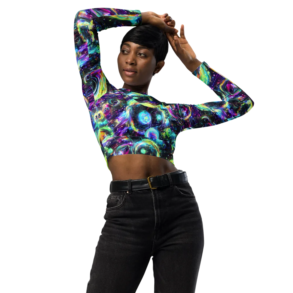 Iridescent Gravity on Long Sleeve Crop Top — Front