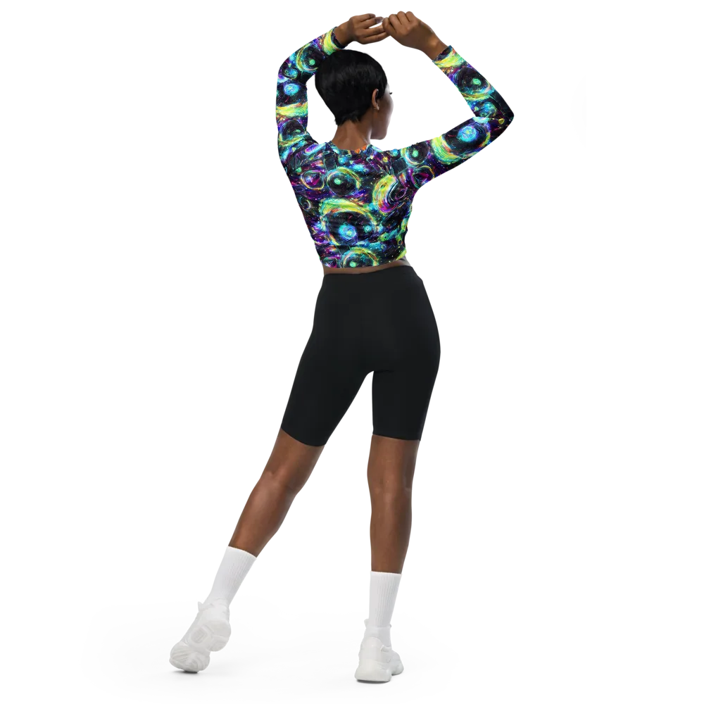 Iridescent Gravity on Long Sleeve Crop Top — Back
