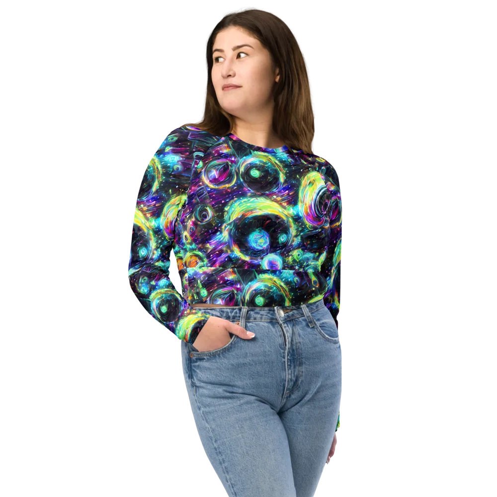 Iridescent Gravity on Long Sleeve Crop Top — Front