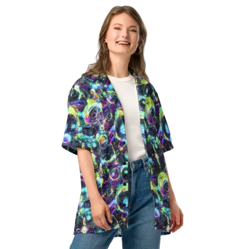 Iridescent Gravity on a Button Shirt