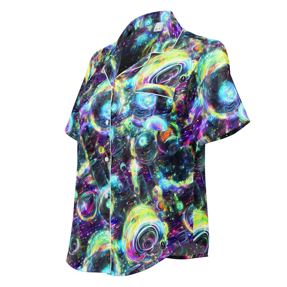 Iridescent Gravity on Women's Short Sleeve Pajama Top — Left Front