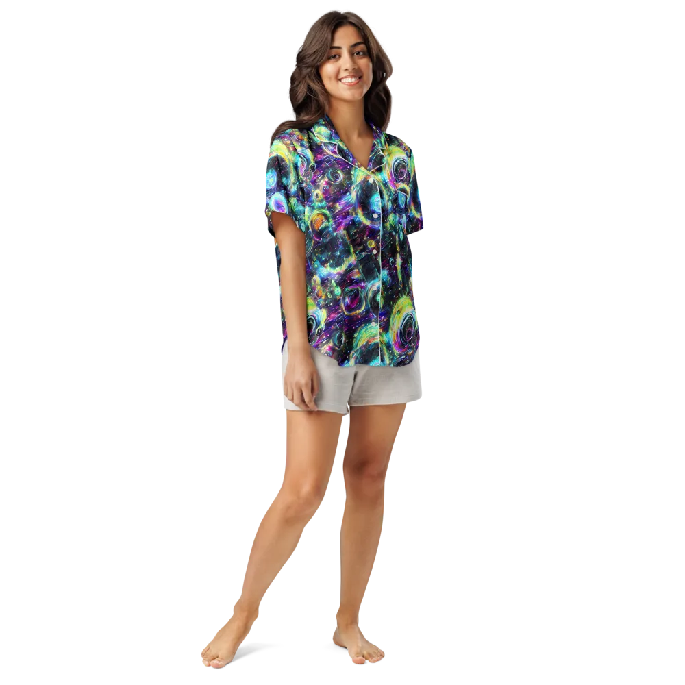 Iridescent Gravity on Women's Short Sleeve Pajama Top — Front