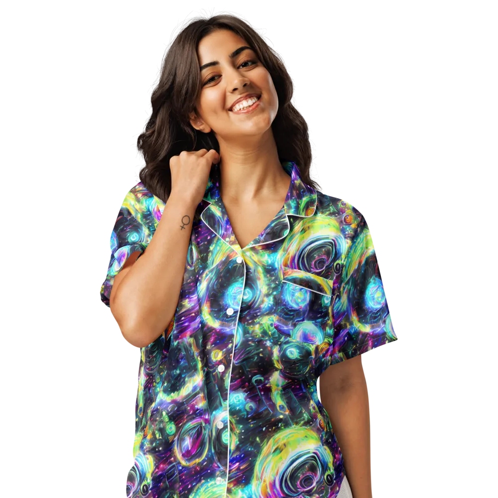 Iridescent Gravity on Women's Short Sleeve Pajama Top — Front