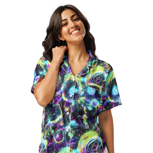 Iridescent Gravity on a Women's Short Sleeve Pajama Top