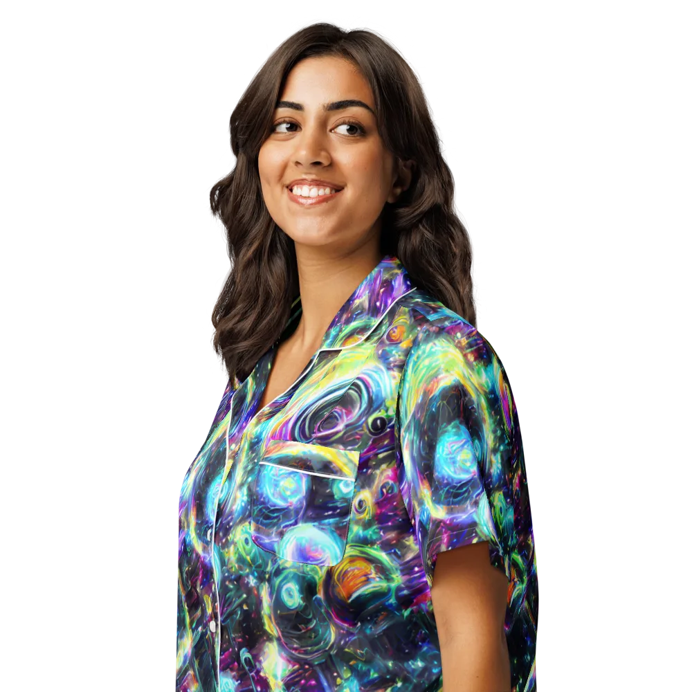 Iridescent Gravity on Women's Short Sleeve Pajama Top — Left Front