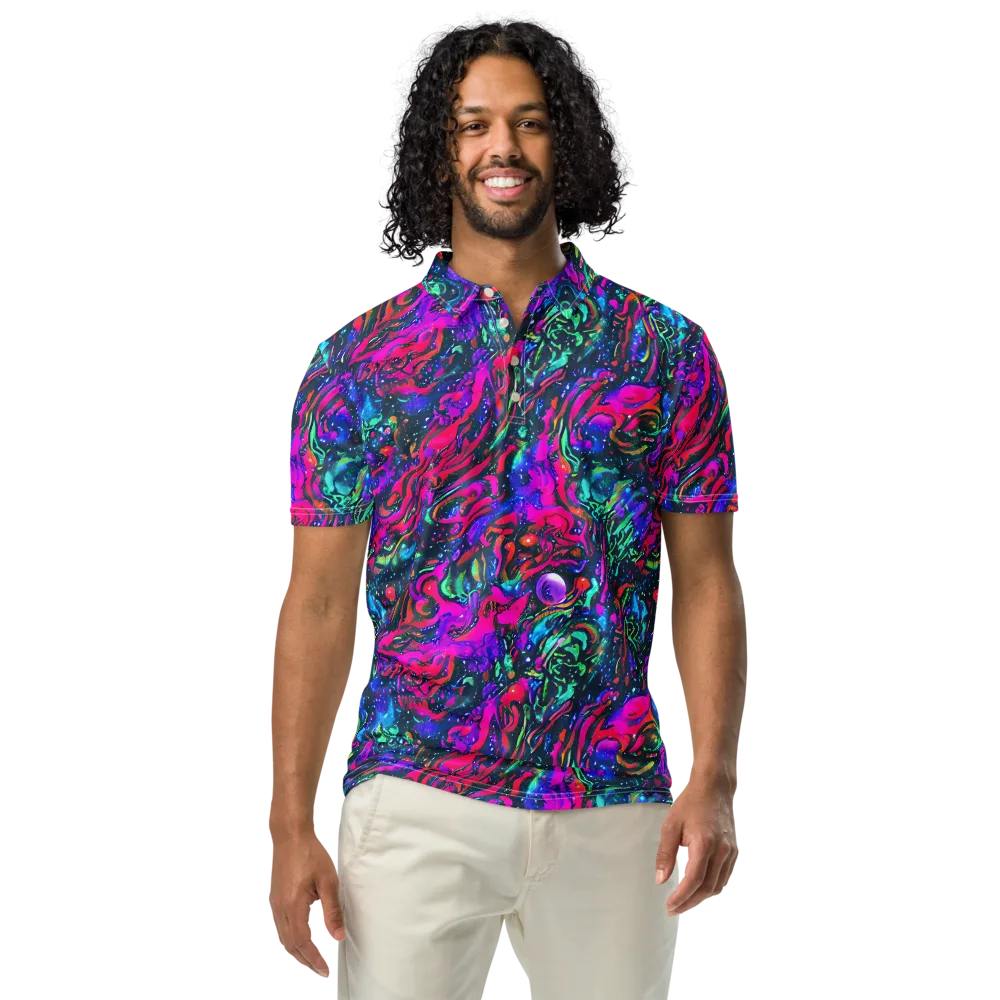 Cosmic Colorstorm on Men's Slim Fit Polo Shirt — Front