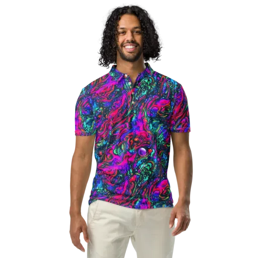Cosmic Colorstorm on a Men's Slim Fit Polo Shirt