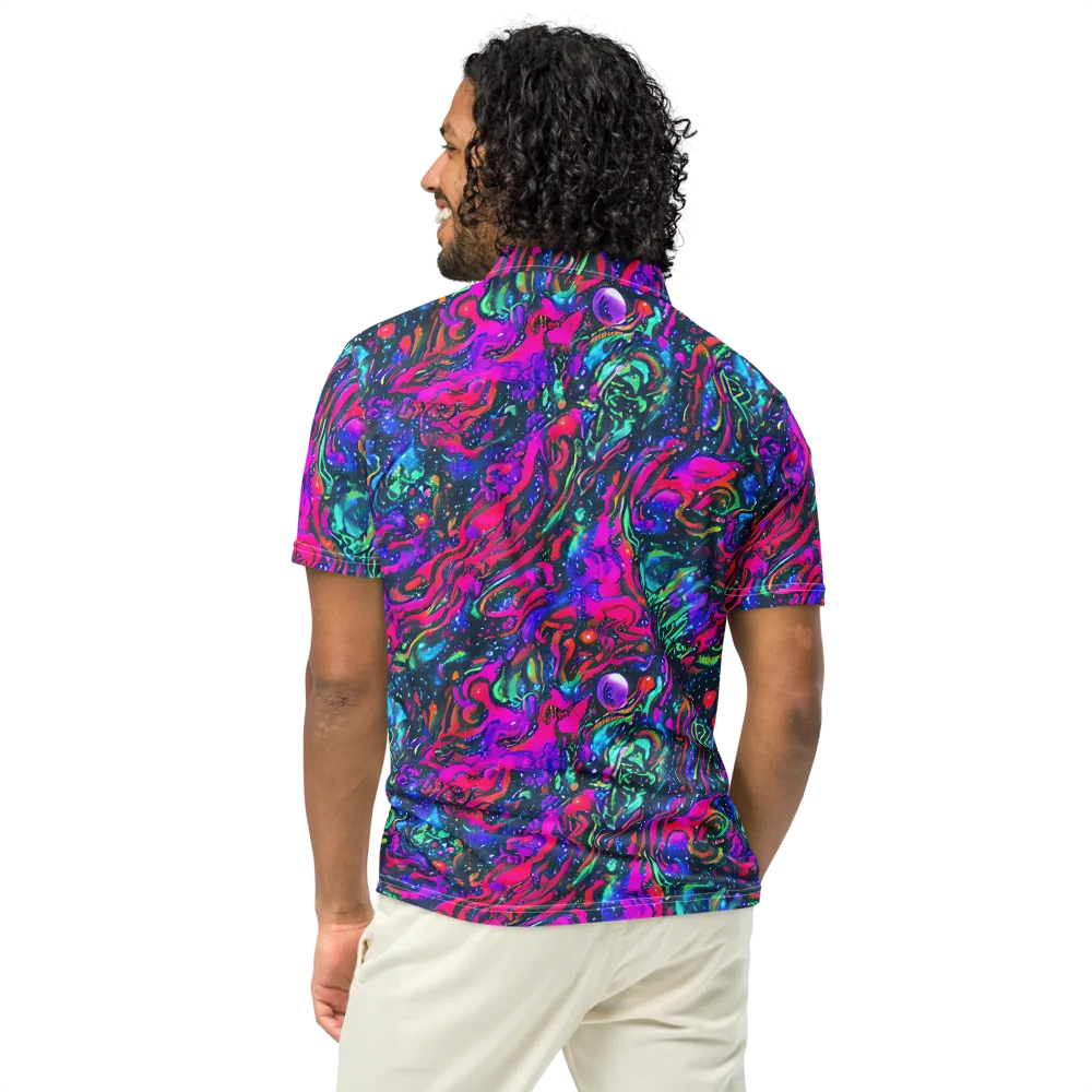 Cosmic Colorstorm on Men's Slim Fit Polo Shirt — Back