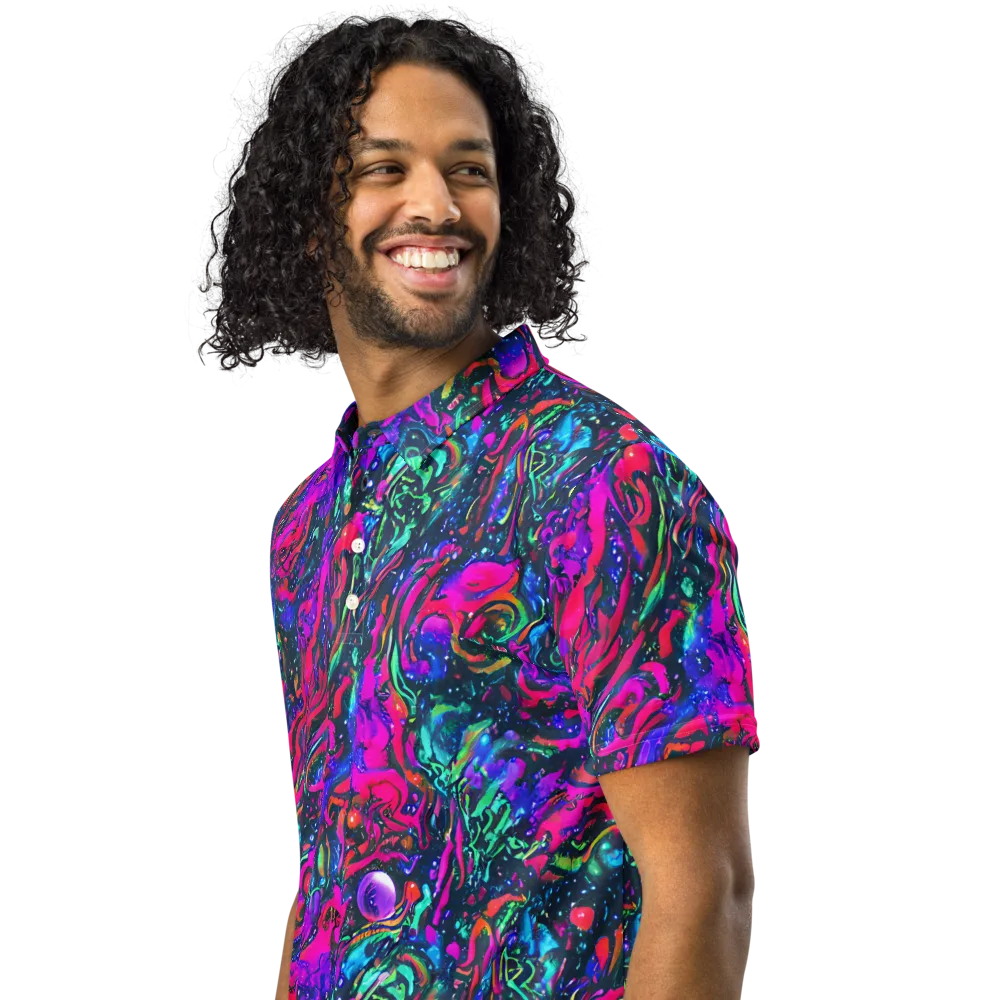 Cosmic Colorstorm on Men's Slim Fit Polo Shirt — Left Front