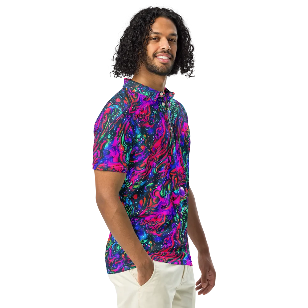 Cosmic Colorstorm on Men's Slim Fit Polo Shirt — Right Front