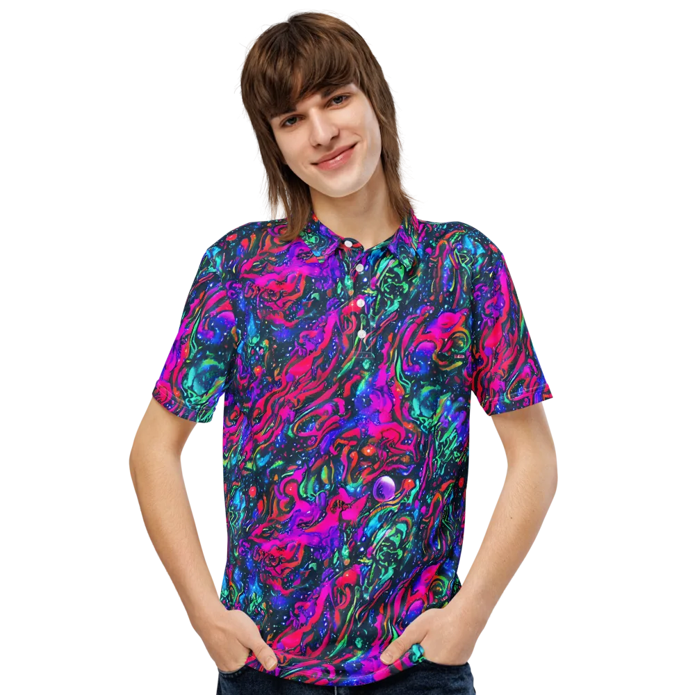 Cosmic Colorstorm on Men's Slim Fit Polo Shirt — Front