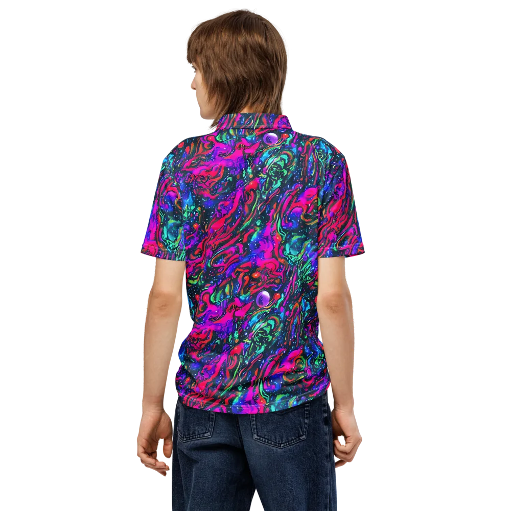 Cosmic Colorstorm on Men's Slim Fit Polo Shirt — Back