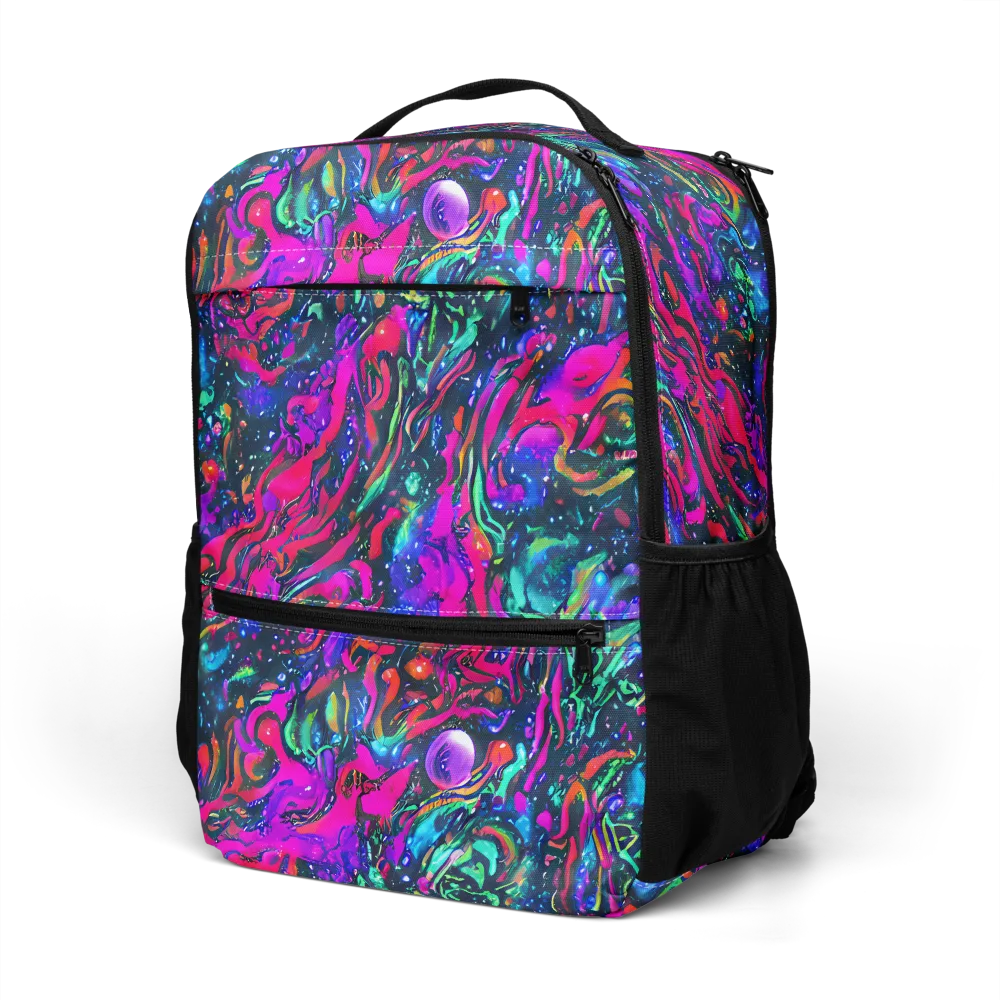 Cosmic Colorstorm on Utility Backpack — Left Front