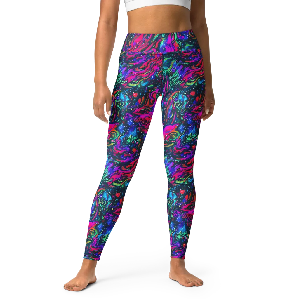 Cosmic Colorstorm on Yoga Leggings — Front