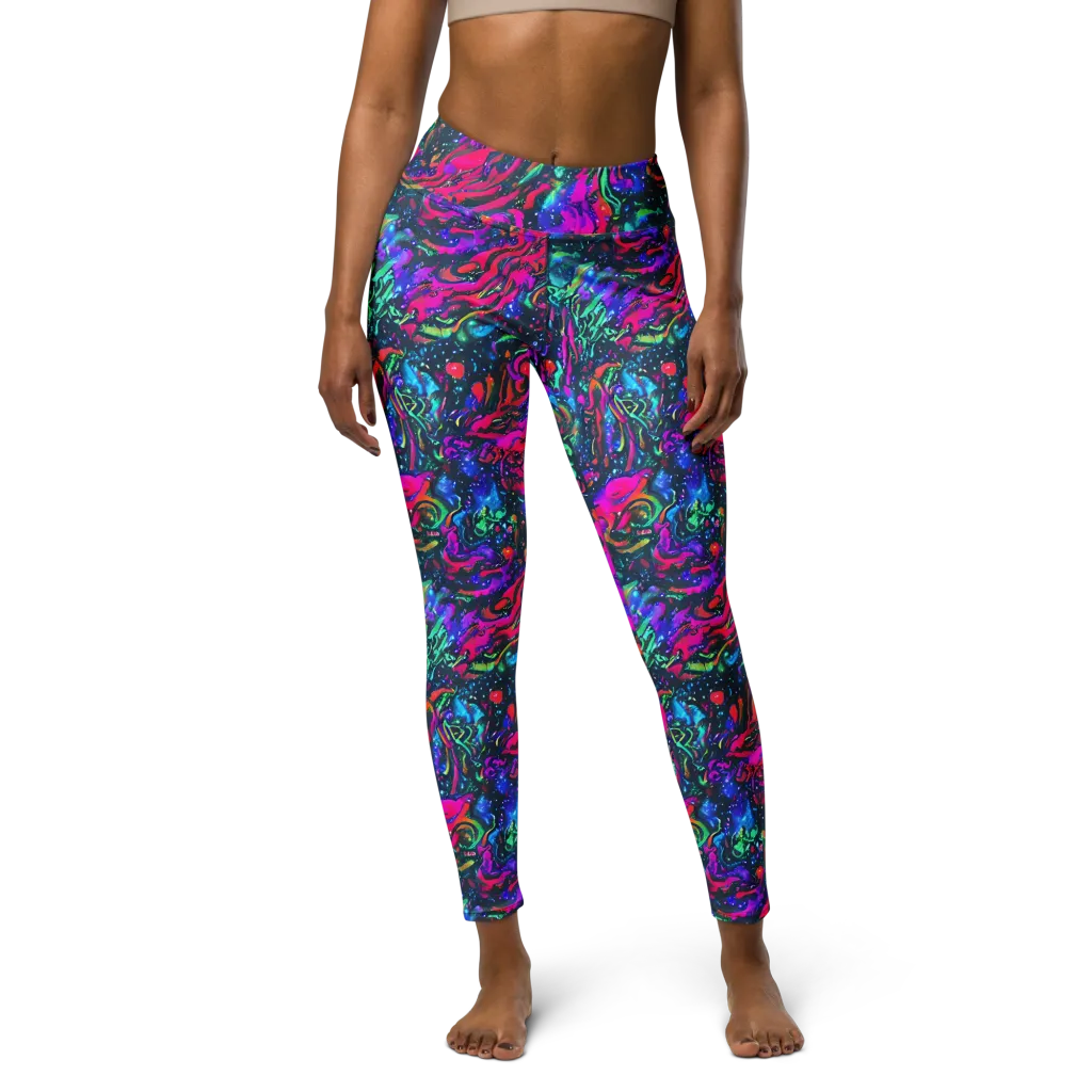 Cosmic Colorstorm on Yoga Leggings — Front
