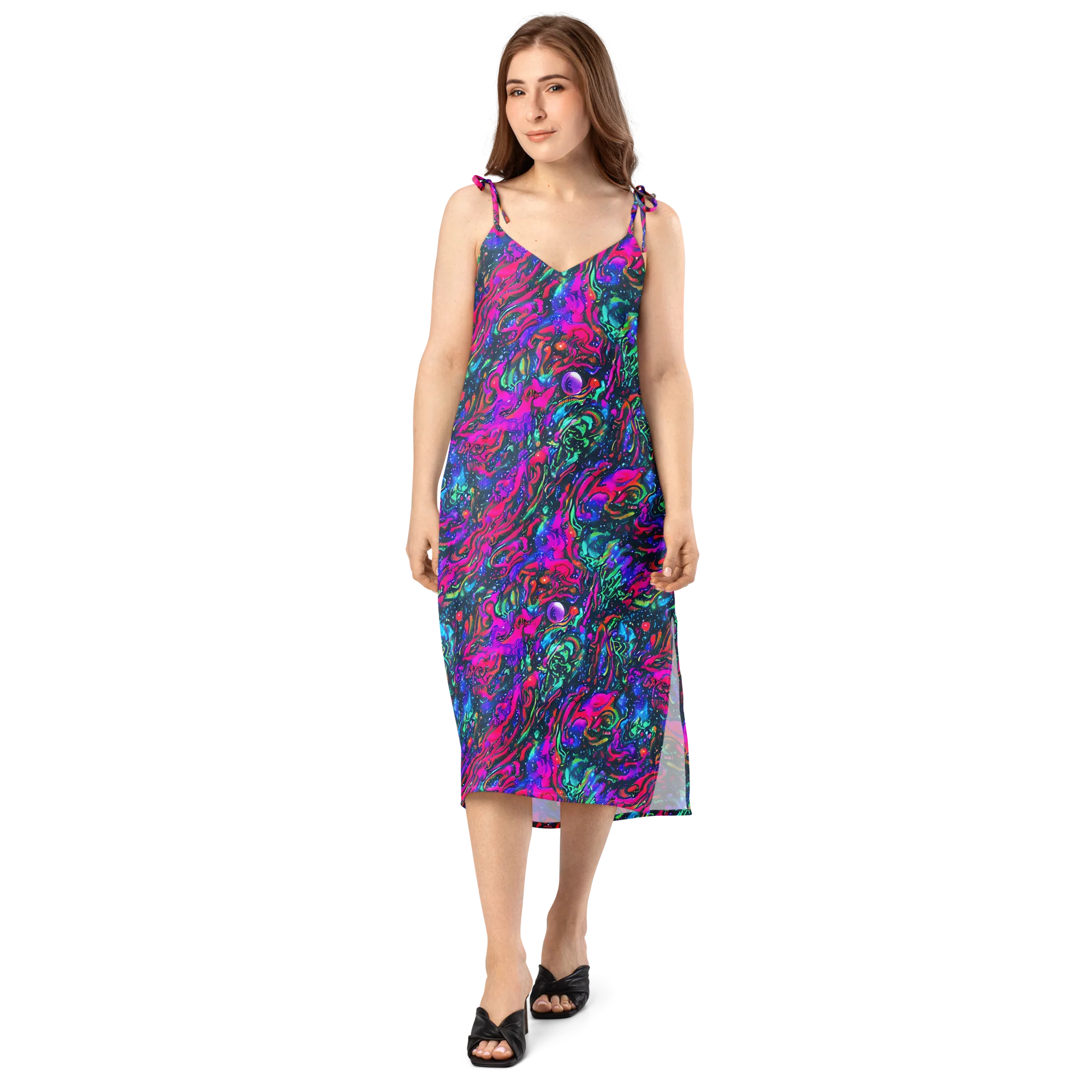 Cosmic Colorstorm on Slip Dress — Front