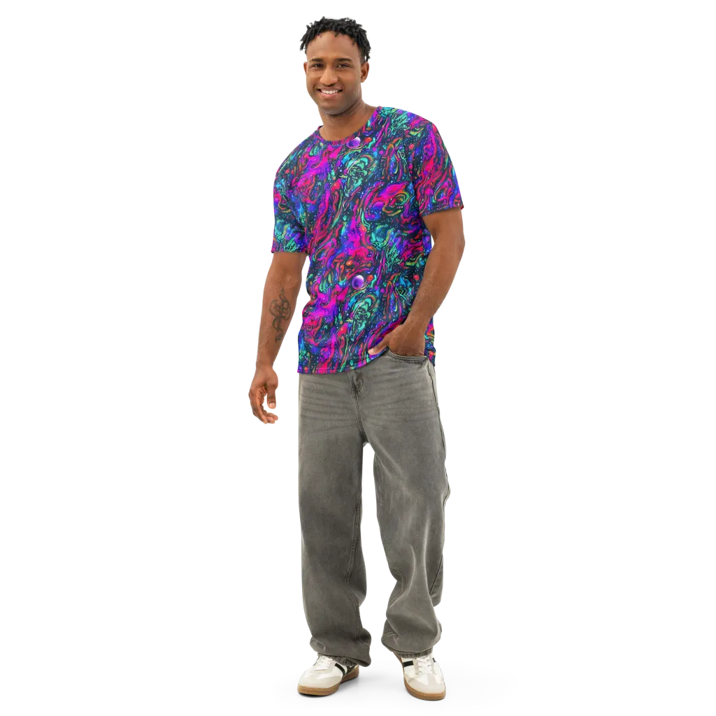 Cosmic Colorstorm on Men's Cotton Crew Neck T-Shirt — Front