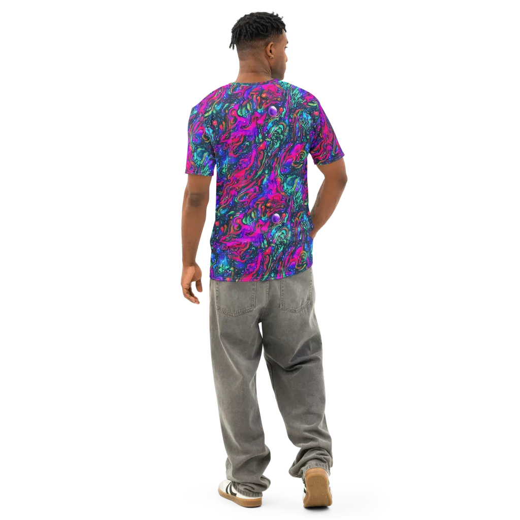 Cosmic Colorstorm on Men's Cotton Crew Neck T-Shirt — Back