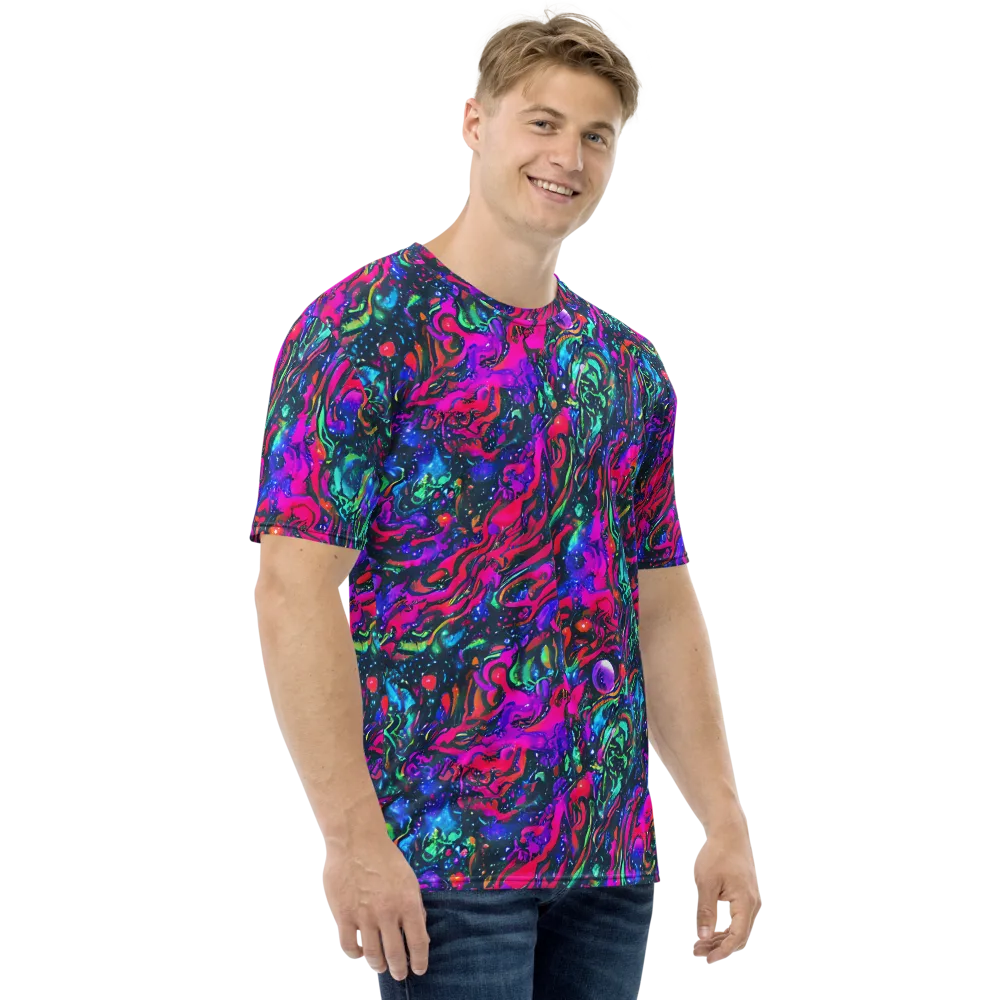 Cosmic Colorstorm on Men's Crew Neck T-Shirt — Right