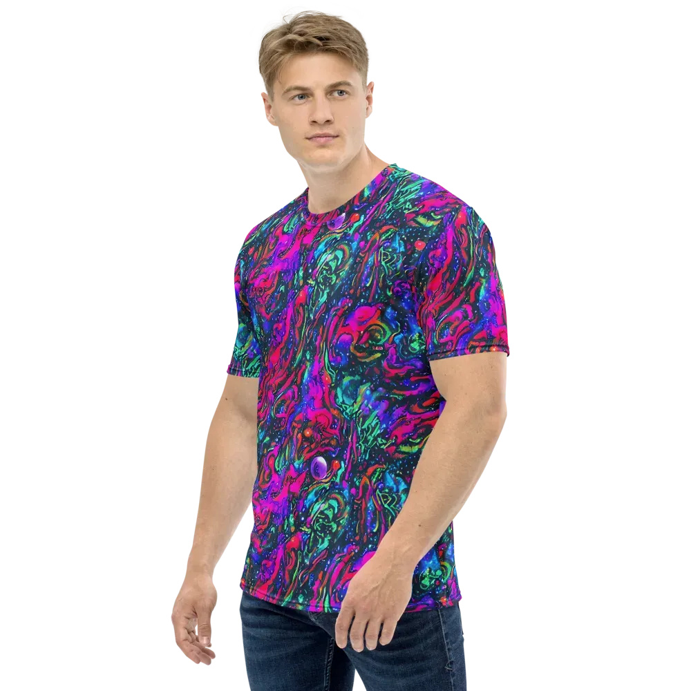 Cosmic Colorstorm on Men's Crew Neck T-Shirt — Left