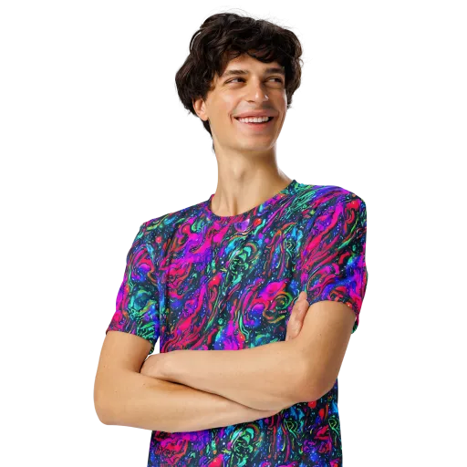 Cosmic Colorstorm on a Men's Crew Neck T-Shirt