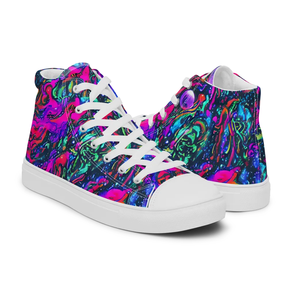 Cosmic Colorstorm on Men's High Top Canvas Shoes — Right