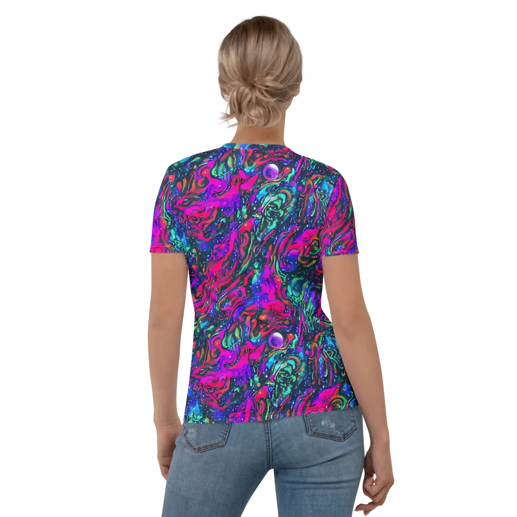 Cosmic Colorstorm on Women's Crew Neck T-Shirt — Back