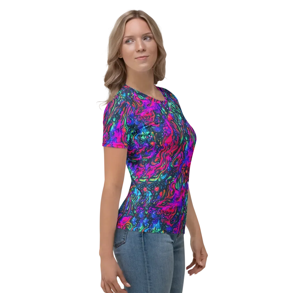 Cosmic Colorstorm on Women's Crew Neck T-Shirt — Right