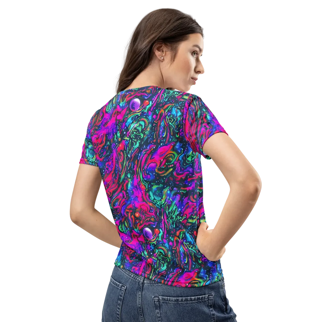 Cosmic Colorstorm on Women's Crew Neck T-Shirt — Back