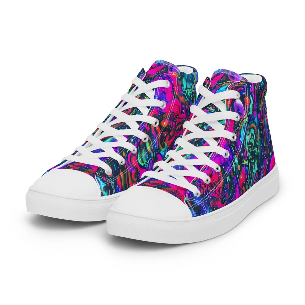 Cosmic Colorstorm on Women's High Top Canvas Shoes — Left Front