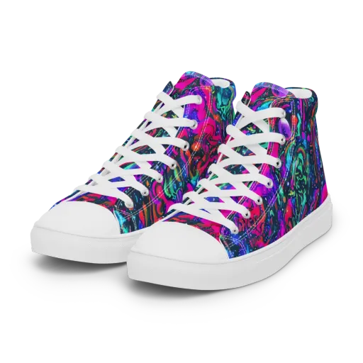 Cosmic Colorstorm on a Women's High Top Canvas Shoes