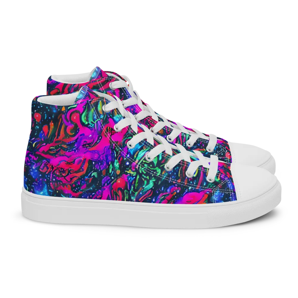 Cosmic Colorstorm on Women's High Top Canvas Shoes — Right