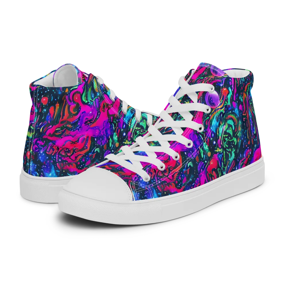 Cosmic Colorstorm on Women's High Top Canvas Shoes — Left