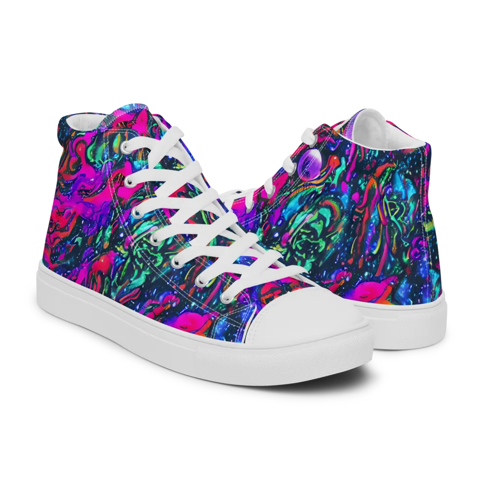 Cosmic Colorstorm on Women's High Top Canvas Shoes — Right
